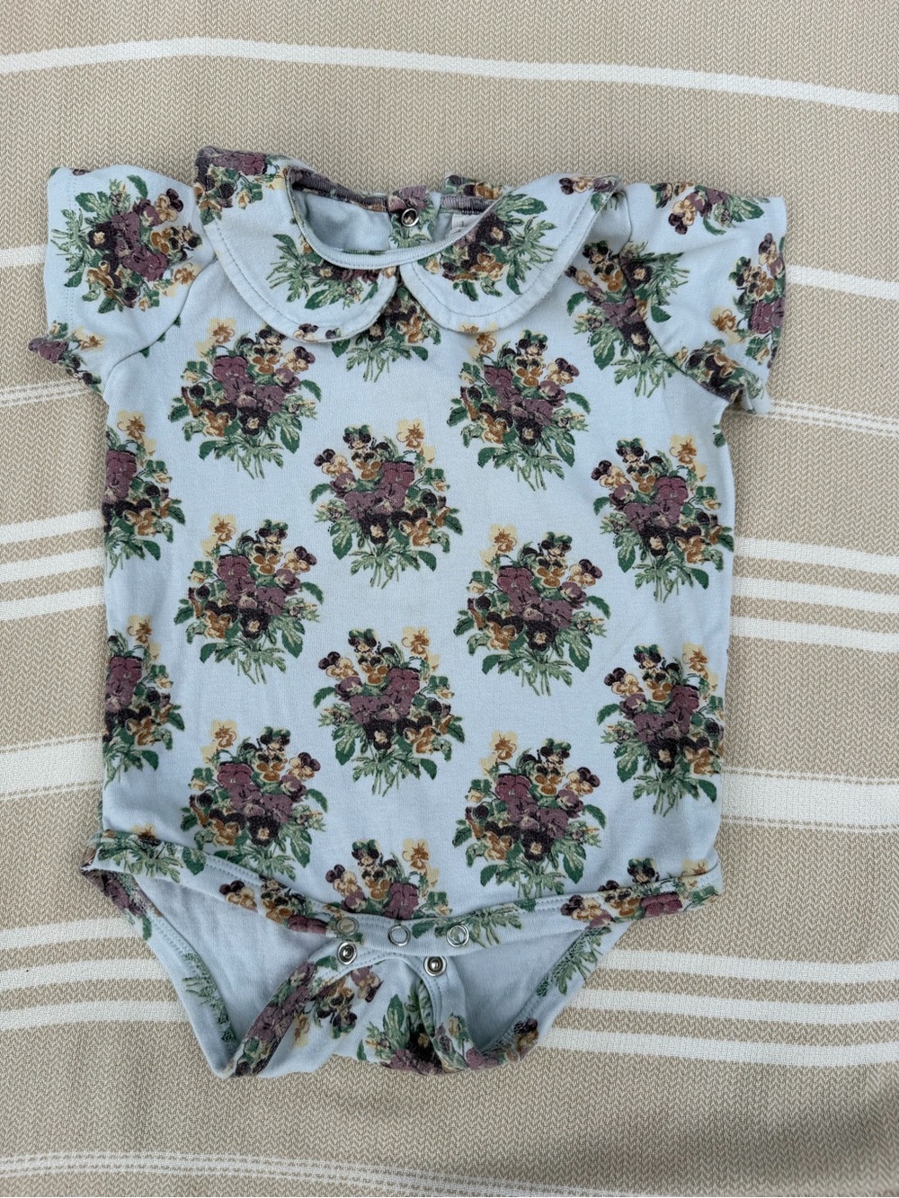 kate quinn Blue Floral Peter Pan Collar Baby One-Piece